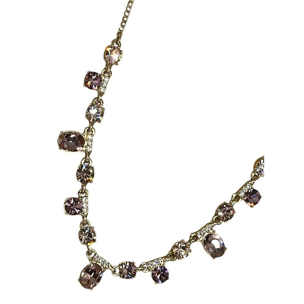 Givenchy Frontal Necklace Luxury Designer Elegant Chic Crystal Gold Tone NEW - Picture 4 of 15